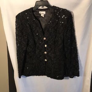 Patra sequin and lace black ladies jacket size 10